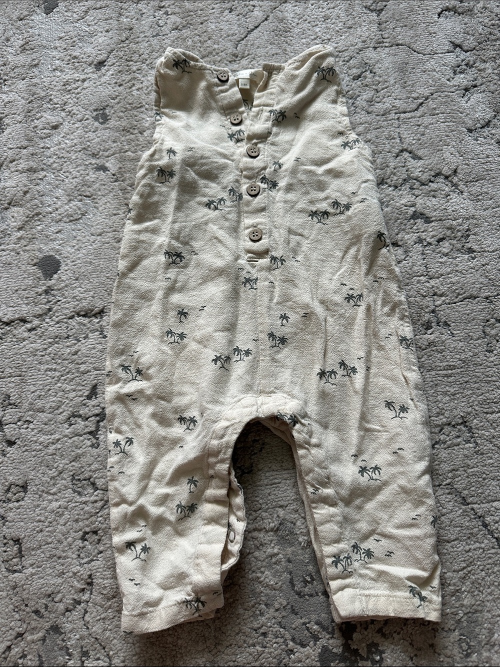 Rylee + Cru Cream Palm-Print Overalls